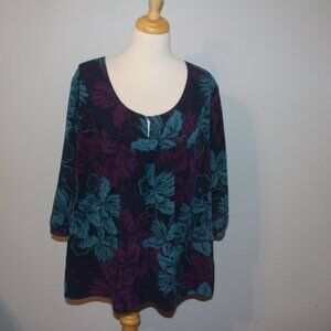 Basic Editions 2X 3/4 Length Sleeve Shirt Top